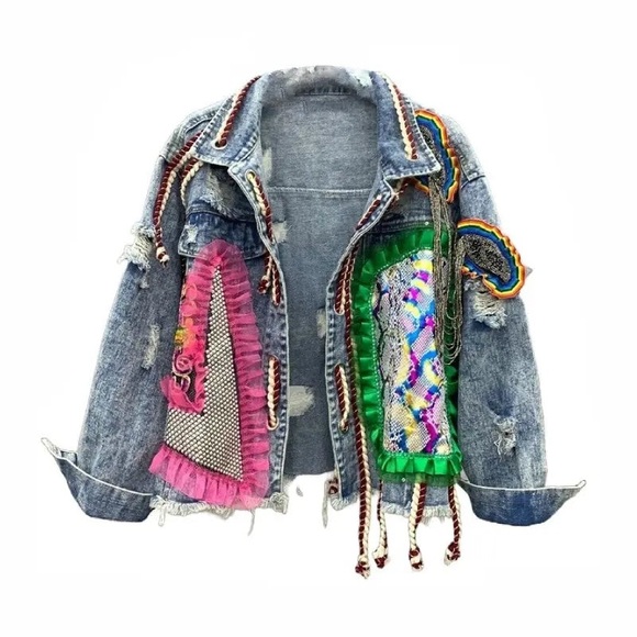 Colorful Embellished Denim Jacket - Picture 4 of 13
